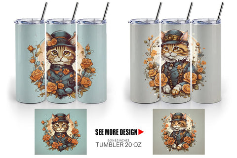 Tumbler Wrap Steampunk Cat Sublimation artnoy 