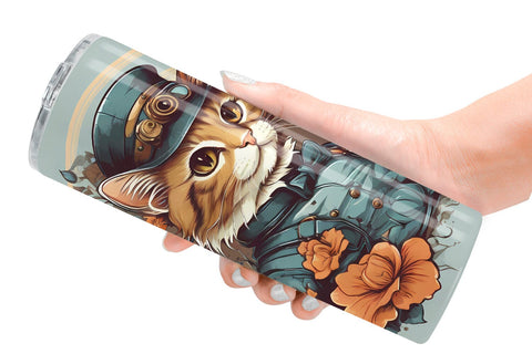 Tumbler Wrap Steampunk Cat Sublimation artnoy 