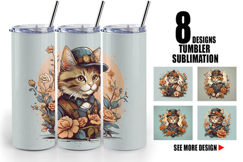 Tumbler Wrap Steampunk Cat Sublimation artnoy 