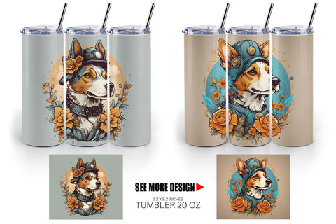Tumbler Wrap Steampunk Dog Sublimation artnoy 