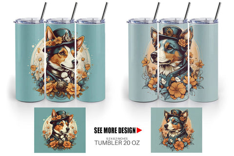 Tumbler Wrap Steampunk Dog Sublimation artnoy 