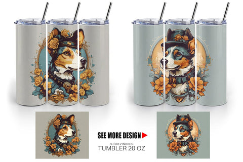 Tumbler Wrap Steampunk Dog Sublimation artnoy 