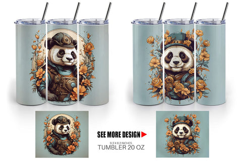 Tumbler Wrap Steampunk Panda Sublimation artnoy 