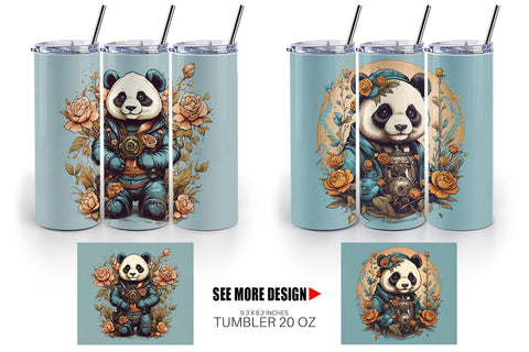 Tumbler Wrap Steampunk Panda Sublimation artnoy 