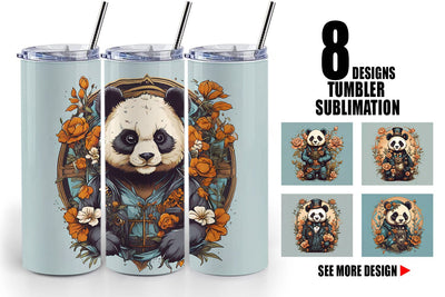 Tumbler Wrap Steampunk Panda Sublimation artnoy 