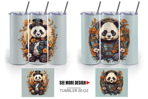 Tumbler Wrap Steampunk Panda Sublimation artnoy 
