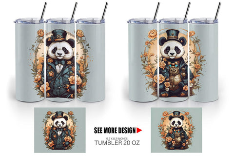 Tumbler Wrap Steampunk Panda Sublimation artnoy 