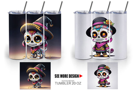 Tumbler Wrap Sugar Skull Halloween Sublimation artnoy 