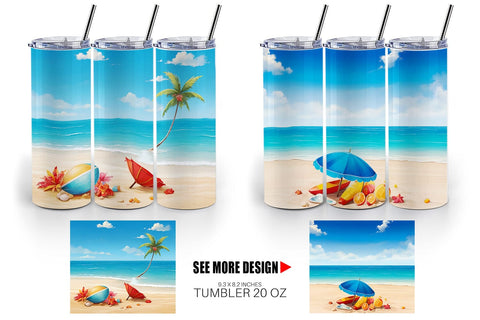 Tumbler Wrap Summer Beach Sublimation artnoy 
