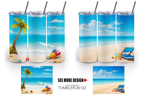 Tumbler Wrap Summer Beach Sublimation artnoy 