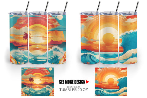 Tumbler Wrap Summer Beach Sunset Sublimation artnoy 