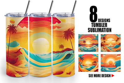 Tumbler Wrap Summer Beach Sunset Sublimation artnoy 