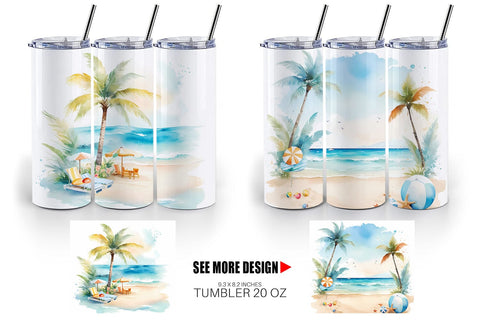 Tumbler Wrap Summer Beach Vacation Sublimation artnoy 