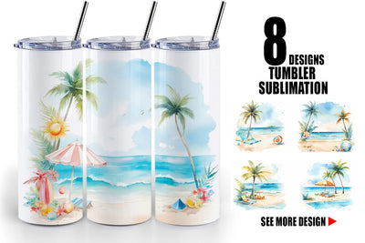 Tumbler Wrap Summer Beach Vacation Sublimation artnoy 