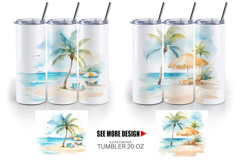 Tumbler Wrap Summer Beach Vacation Sublimation artnoy 