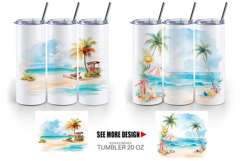 Tumbler Wrap Summer Beach Vacation Sublimation artnoy 