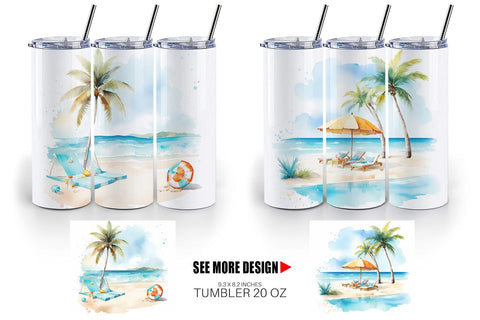 Tumbler Wrap Summer Beach Vacation Sublimation artnoy 