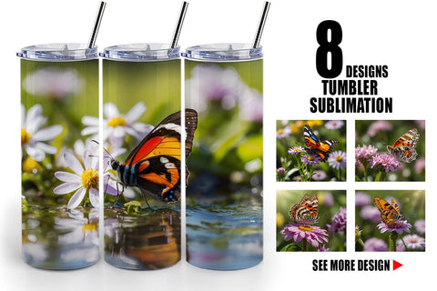 Tumbler Wrap Summer Beautiful Butterfly Sublimation artnoy 