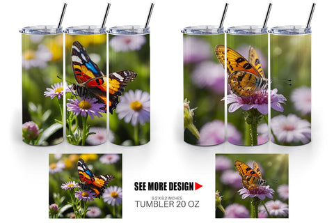 Tumbler Wrap Summer Beautiful Butterfly Sublimation artnoy 