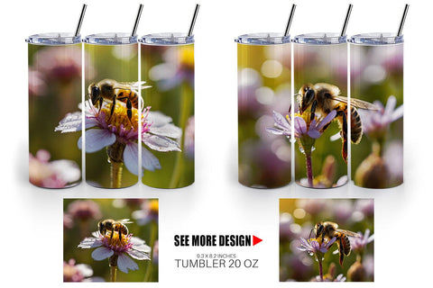 Tumbler Wrap Summer Beautiful Honey bee Sublimation artnoy 