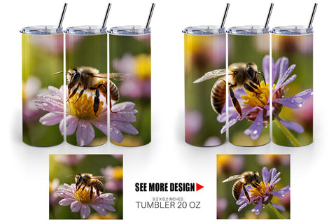 Tumbler Wrap Summer Beautiful Honey bee Sublimation artnoy 