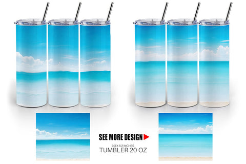 Tumbler Wrap Summer Blue Beach Sublimation artnoy 