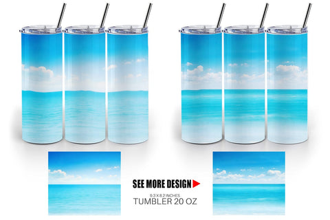 Tumbler Wrap Summer Blue Beach Sublimation artnoy 
