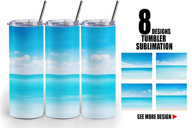 Tumbler Wrap Summer Blue Beach Sublimation artnoy 