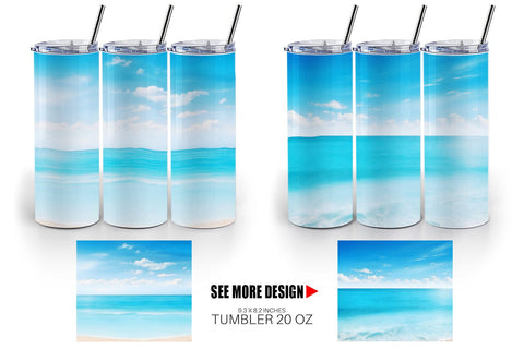 Tumbler Wrap Summer Blue Beach Sublimation artnoy 