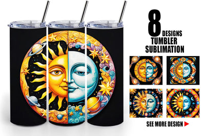 Tumbler Wrap Sun and Moon Surrealism Sublimation artnoy 