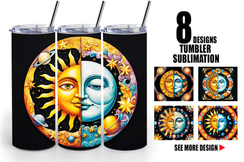 Tumbler Wrap Sun and Moon Surrealism Sublimation artnoy 