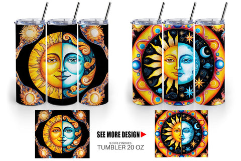 Tumbler Wrap Sun and Moon Surrealism Sublimation artnoy 