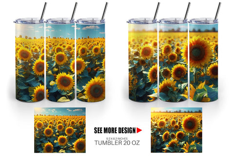 Tumbler Wrap Sunflower Field Sublimation artnoy 