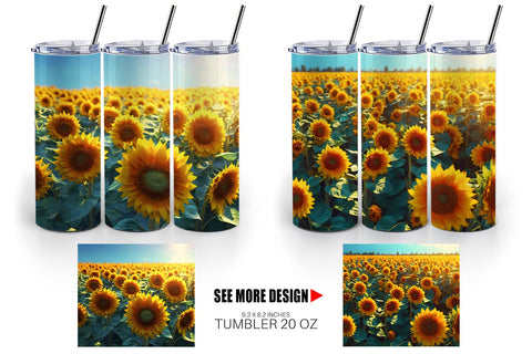 Tumbler Wrap Sunflower Field Sublimation artnoy 