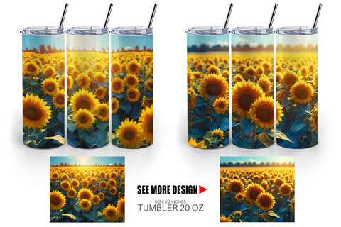 Tumbler Wrap Sunflower Field Sublimation artnoy 