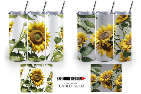 Tumbler Wrap Sunflower Pattern Sublimation artnoy 