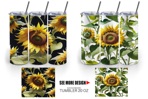Tumbler Wrap Sunflower Pattern Sublimation artnoy 