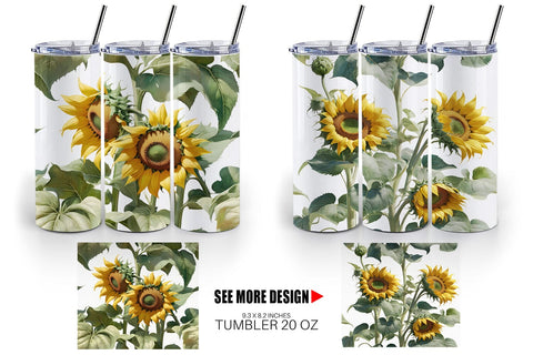 Tumbler Wrap Sunflower Pattern Sublimation artnoy 