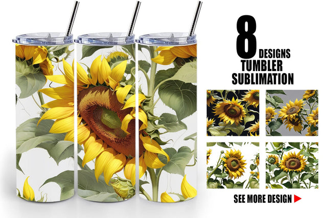 Tumbler Wrap Sunflower Pattern Sublimation artnoy 
