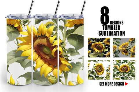 Tumbler Wrap Sunflower Pattern Sublimation artnoy 