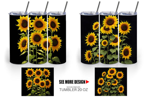 Tumbler Wrap Sunflowers Dark Sublimation artnoy 