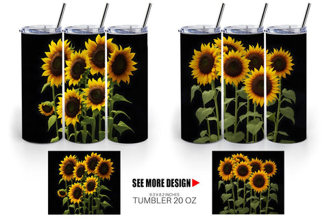 Tumbler Wrap Sunflowers Dark Sublimation artnoy 