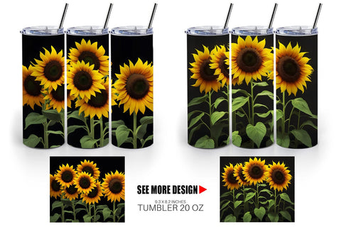 Tumbler Wrap Sunflowers Dark Sublimation artnoy 