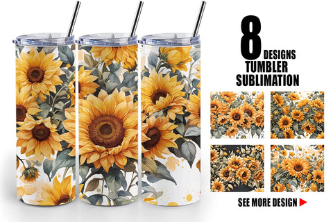 Tumbler Wrap Sunflowers Pattern Sublimation artnoy 