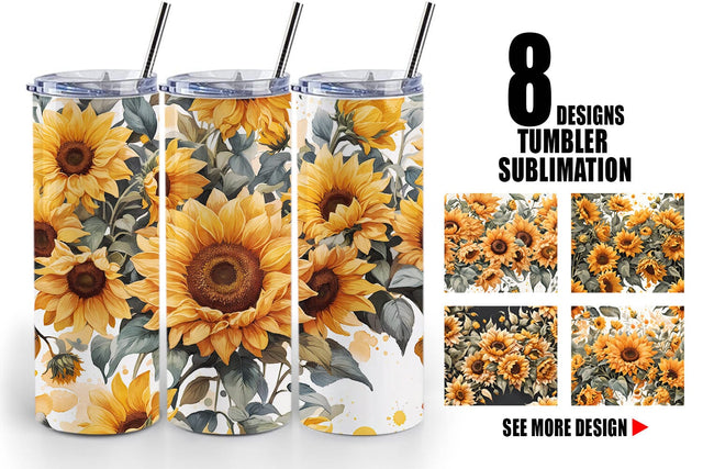 Tumbler Wrap Sunflowers Pattern Sublimation artnoy 