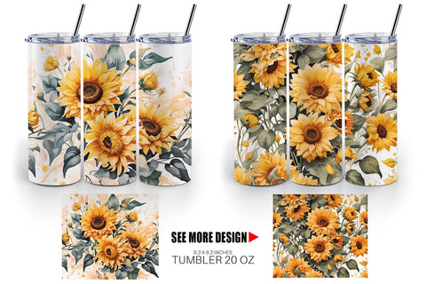 Tumbler Wrap Sunflowers Pattern Sublimation artnoy 