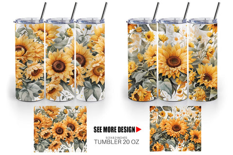 Tumbler Wrap Sunflowers Pattern Sublimation artnoy 