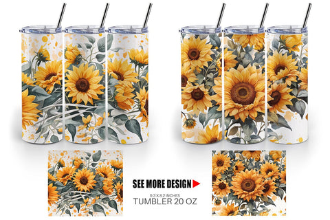 Tumbler Wrap Sunflowers Pattern Sublimation artnoy 