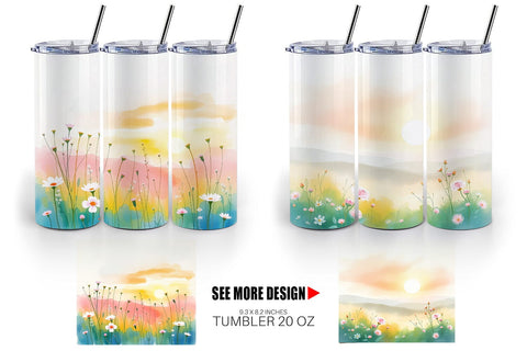 Tumbler Wrap Sunrise Meadow Sublimation artnoy 