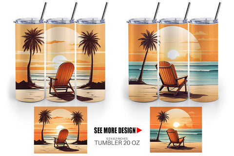 Tumbler Wrap Sunset Beach Chair Sublimation artnoy 